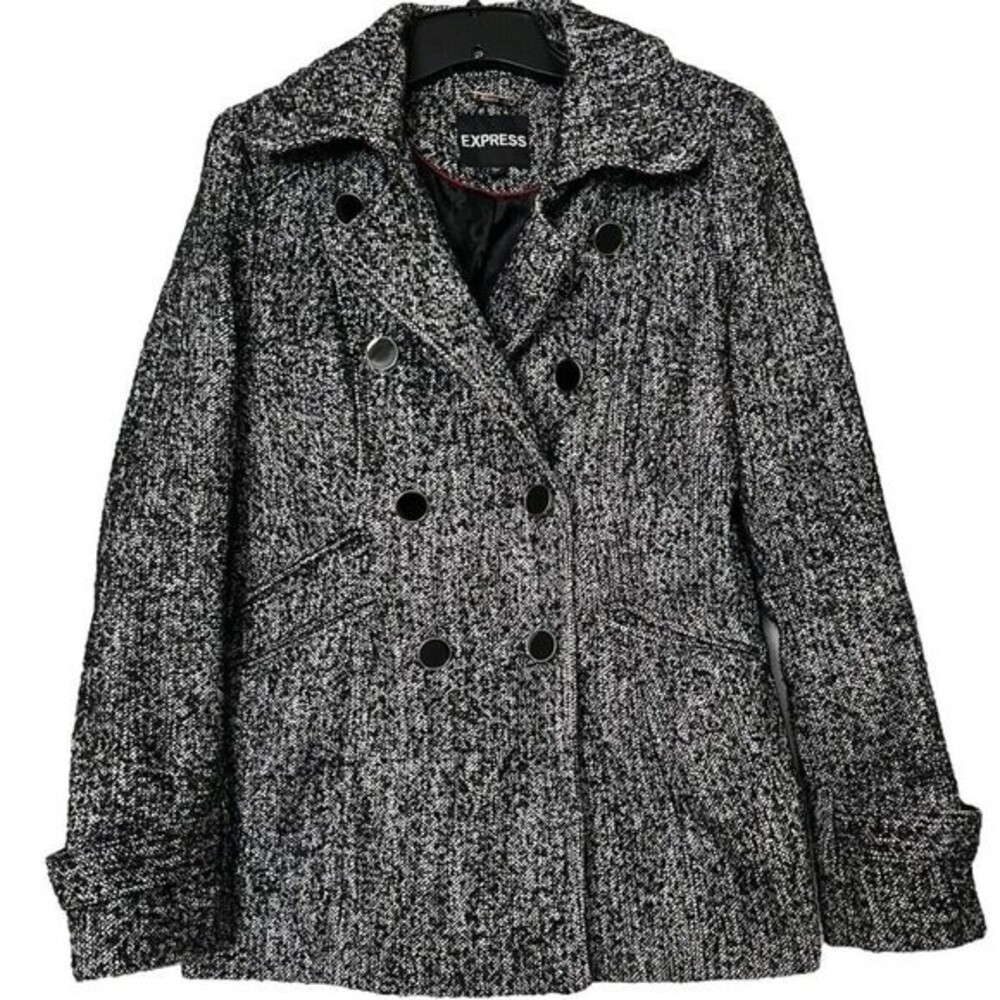 Express Women's Coat Poly/Wool Blend Lined Double Breasted Size M